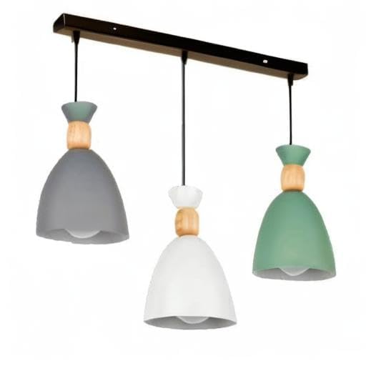 Image of Modern 3-Light Pendant Hanging Light for Ceiling, Aluminium Dome Hanging Lamp for Grey Green White, Linear Set