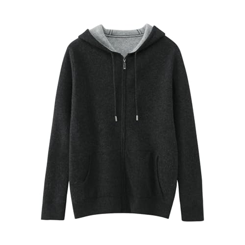 Men's Zipper Hooded Cardigan 100 Percent Merino Wool Knitwear Thick Soft Warm Sweater Winter Casual Tops3