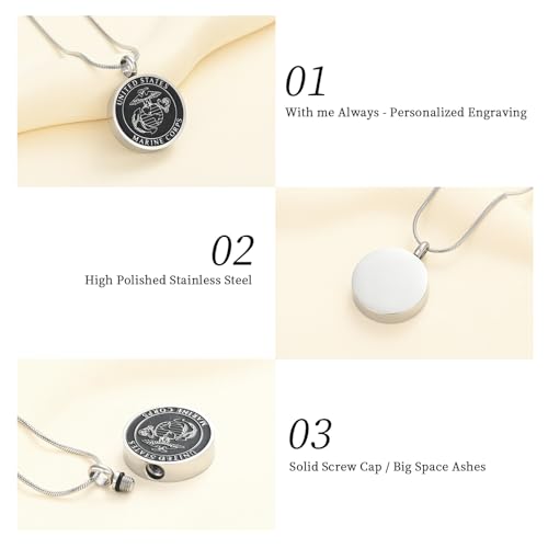 Cremation Jewelry For Men Stainless Steel UNITED STATES MARINE CORPS Memorial Urn Pendant Necklace Pendant Hold Ashes Of Loved Ones3