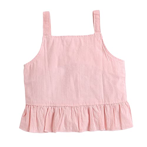 Image of Hopscotch Girls Cotton Solid Blouse And Shorts Set In Pink Color