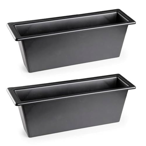 AC - Pack de 2 Jardineras de Plástico para Cementerio, Maceta Rectangular Resistente para Flores Naturales o Artificiales, Fabricado en España (Negro - 30 cm)