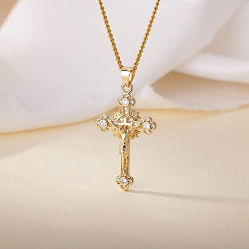 VAttract Cross Necklace for Women 18K Gold Plated Cross Pendant Choker Necklace4