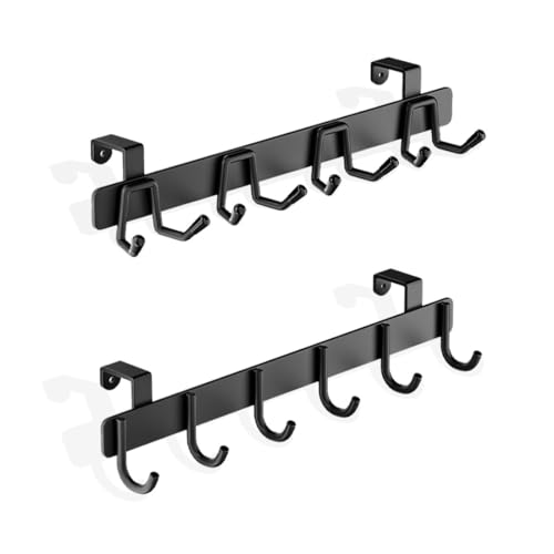 2 Pack Over The Cabinet Door Hook - for Doors up to 3/4''(2cm) Thickness, Back of Cabinet Door Rack Hanger Organizer for Coats, Hats, Bathroom Towels, Kitchen Utensils