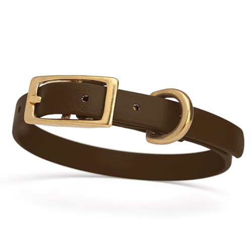 Image of Viper Biothane Heavy Duty Waterproof Dog Collar Strong Coated Nylon Webbing w /Solid Brass Hardware Odor-Proof Easy to Clean High Performance Fits Small Medium or Large Dogs, Dark Chocolate Brown