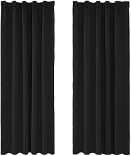 Amazon Brand  Umi Bedroom Curtains 46 x 54 Inch Blackout Curtains Rod Pocket Thermal Insulated Decorative Soft Energy Saving Room Darkeing Pencil Pleat Curtains for Kid Black Set of 2
