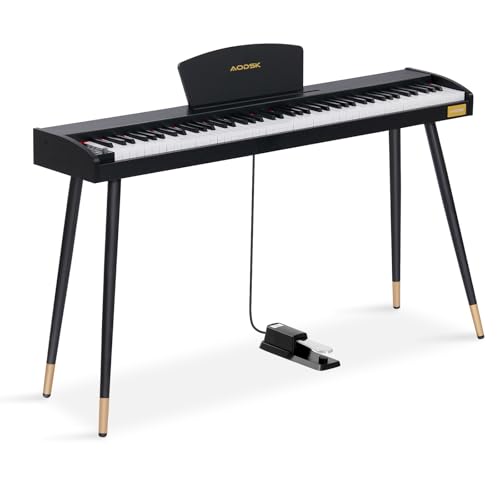 AODSK 88 Keys Digital Piano,Full-size semi weighted key,128 Tones & Rhythms, MIDI/USB Connectivity, Headphone Jack
