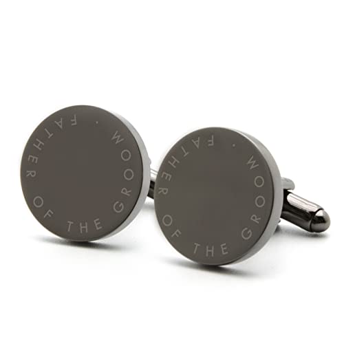 Muujee Father Of The Groom Cufflinks With Engraved Wood Gift Box - Gun Metal Cufflinks For Men Wedding Cuff Links Father Of The Groom Gift Father's Day Gift #TOP1