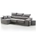 Tanuk Sofá Chaise Longue 4 Plazas Gris Perla Sultan Izquierda 260x150 Asientos Extensibles Arcón y 2 Puffs Desenfundable Sistema de Limpieza ACUALINE