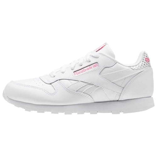 Reebok Cl Leather Squad, Chaussures de Gymnastique Fille, Blanc Cassé (Whiteacid Pink Whiteacid Pink), 34.5 EU