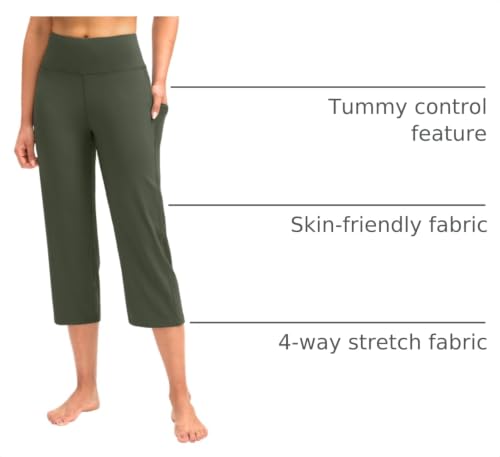 Image of G Gradual Capri Pants for Women High Waist Workout Yoga Pants with Pockets Tummy Control Leggings Crop Straight
