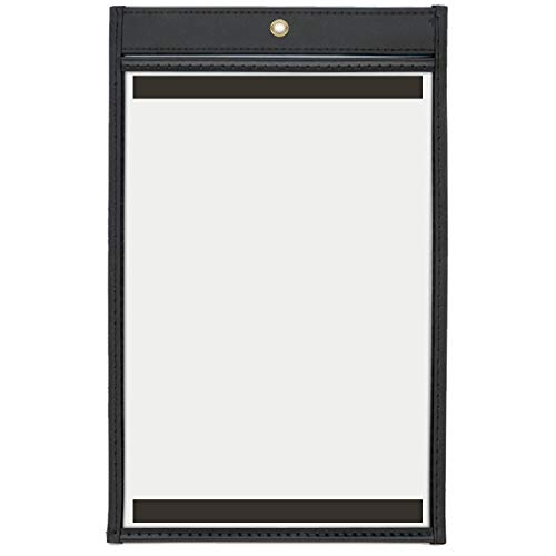 StoreSMART - Magnetic Rigid Sewn Vinyl Plastic Pockets - Black - 50 Pack - 6