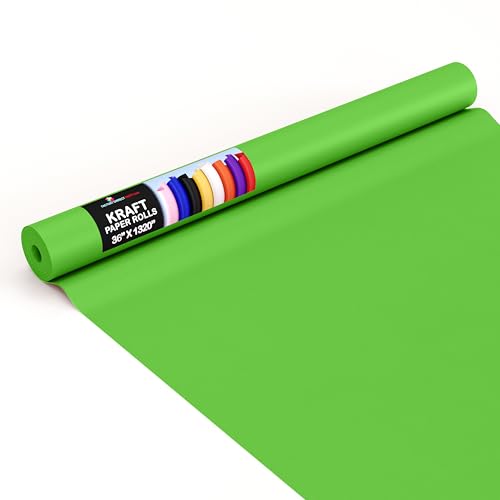 Crown Display Lime Green Kraft Paper Roll - 36" X 1320" (110' Ft) - Perfect for Shipping & Packing - Craft Supplies