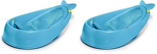 Skip Hop Baby Bath Tub, 3-Stage Smart Sling Tub, Moby, Blue (Pack of 2)