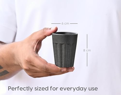 Image of Set of 6 Eco-Friendly Cutting Chai Cups | 100ml Reusable Coffee & Tea Cups | Rice Husk & Bamboo Fiber | Microwave & Dishwasher Safe | Hot & Cold Beverages (Multi Color)