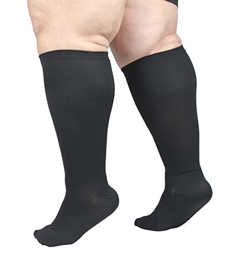 Plus Size Compression Socks Wide Calf for Women and Men,Flight Socks Extra Large Size Circulation Support Recovery for Nurses Running Pregnant Travel 1/3 Pairs