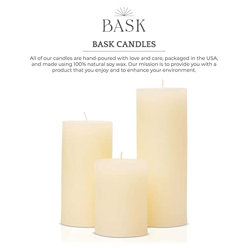 BASK Mottled Pillar Candles - Unscented Ivory Pillar Candles Set of 3 - Dripless, Smokeless for All Occasions