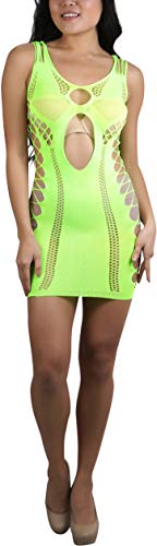 Image of ToBeInStyle Women's Stretch See Through Fishnet Novelty Mini Rave Party Dress