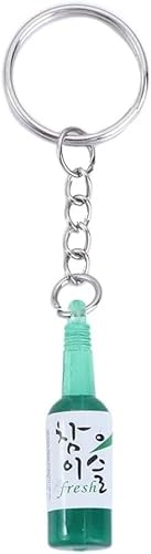 Soju Bottle Miniature Key Chain,Resin Beer Wine Trinket Car Key Keyring Accessories,Key Chain Pendant Charms(6,Green)