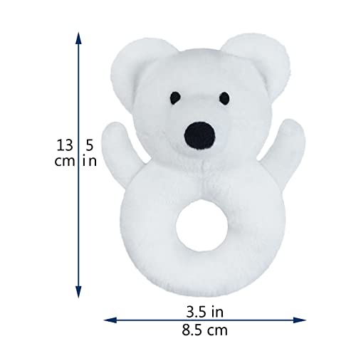 Doindute Baby Polar Bear Soft Rattle Toy, Polar Bear Plush Infant Shaker Rattle Easy-Grasp Stuffed Animal Toy, Birthday Gifts For Babies Toddlers Boys Girls, Ages Newborn +, White,5" #TOP1