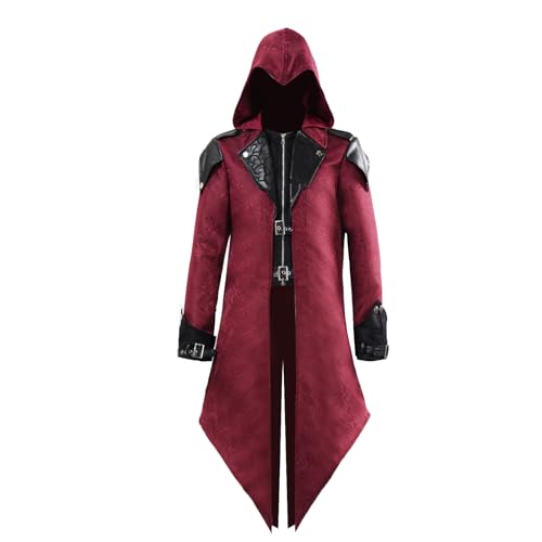 Wolancy Mens Devil May Cry Cosplay Dante Costume Anime DMC 5 Red Retro Trench Coat Demon Jacket Gloves Necklace Outfit (X-Large)