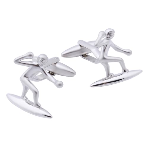 Mancuernillas plateadas para hombre con caja de regalo miniatura 1