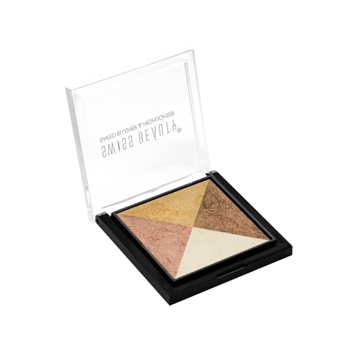 Image of Swiss Beauty Baked Shimmer Blusher And Highlighter Palette For Face Makeup| Multicolor-6, 7 Gm |