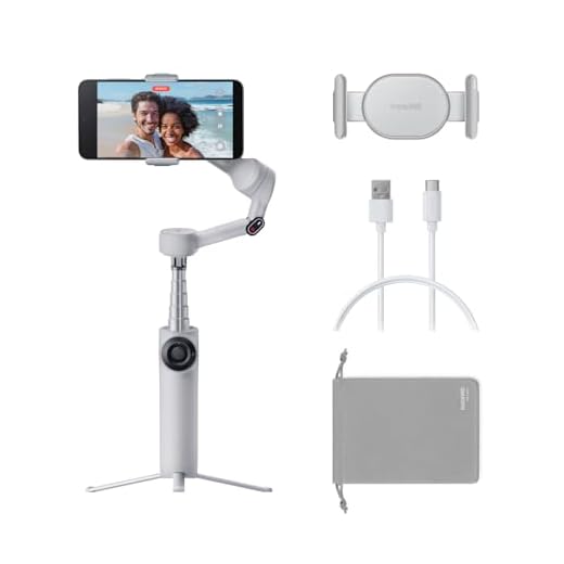Insta360 Flow 2 Grau, Gimbal für Smartphones – Zusammenklappbarer KI-Smartphone-Gimbal, KI- & Multi-Personen-Tracking, Stativ/Selfie-Stick integriert, Fernsteuerung, für iPhone/Android, Reise