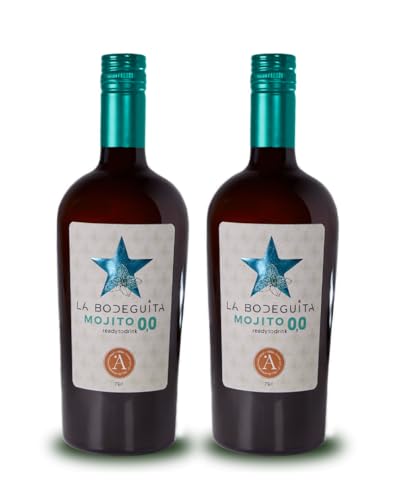 Mojito artesano 0,0 La Bodeguita. 75 cl. Elaborado con té verde, hierbabuena, azúcar moreno integral y cítricos. Listo para tomar. (Pack de 2)