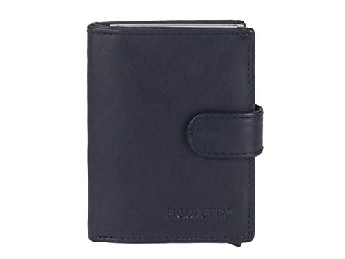 Figuretta Kreditkartenetui Echt-Leder - Dunkelblau - Kartenetui, Geldbeutel, Geldbörse, Portmonee mit RFID Schutz