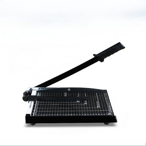 裁断機 A4 紙 B7 B6 A5 B5 対応 ズレ防止 裁断 ミニ カッター ペーパー スチール製ペーパーカッター 金属ベース裁断機 カッティングマシン 断裁機 業務用 家庭用 仕事用 (A4 スチールペーパーカッター(黒)(圧力ストリップ付き))