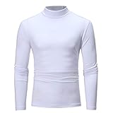 Género: hombre Camiseta de Manga Larga con Cuello Alto y Cuello Alto de Color Puro de otoño Invierno para Hombre BaZhaHei Tops de Cuello Alto elástico de Color sólido en otoño e Invierno para Hombre (Blanco, L)