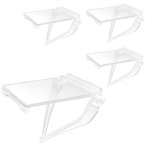 CENELO 4PCs Acrylic Display Risers Stand Computer Monitor Clear Display Shelf Computer Screen Decor for Mini Figurine Home Office Desk Figures Organizer