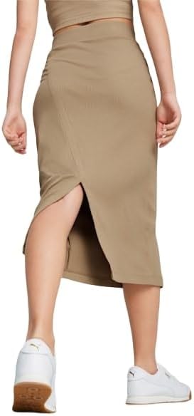 PUMA Womens Classics Ribbed Midi Skirt Casual Casual - Beige - Size L
