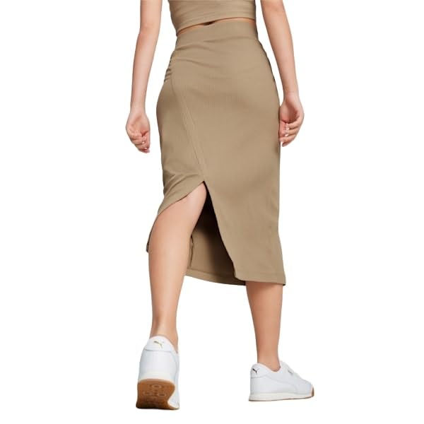 PUMA Womens Classics Ribbed Midi Skirt Casual Casual - Beige - Size S4