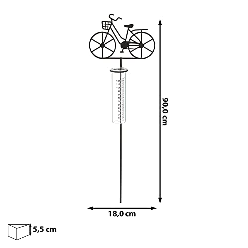 Foto von Cepewa Gartenstecker Regenmesser Fahrrad │ 18x90x5,5cm Metall Glas │ Messzylinder Niederschlagsmesser