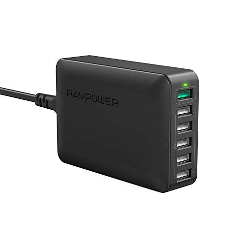 RAVPower 60W 6-Port Quick Charge 3.0 Fast Charger Desktop Charging Station, Compatible Galaxy S8 S7 - //coolthings.us