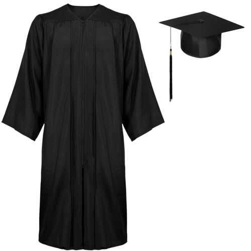 AUYAO Abschluss Talar mit Bachelor Hut 2PC Unisex Absolventen Robe Doktorhut Absolventenkappe Bachelor Uni Master Kostüm Bachelor Abschluss Hochschule Geschenke Absolventen Akademischer Herren Damen S