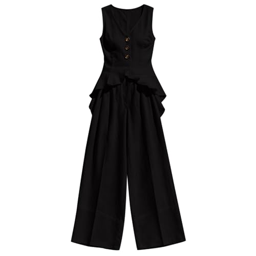 Conjunto de lino para mujer holgado que combate el calor con estilo elegante 5