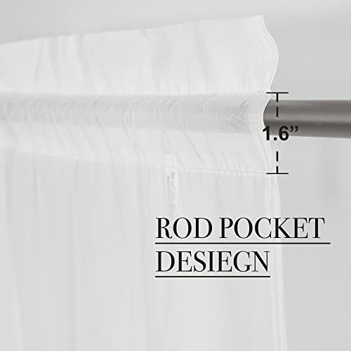 NICETOWN Voile Sheer Window Curtains for Half Window, Rod Pocket Elegant Airy Sheer Curtain Drapes for Living Room/Bedroom, W60 x L63, 2 Panels, Ivory - Image 3