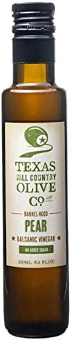 Terra Verde Pear Balsamic Vinegar - Gourmet Barrel Aged Infused Balsamic Vinegar - Great for Dressing Dipping Glazing - No Artificial Flavors or Added Sugar - Made in Texas (8.5 oz)