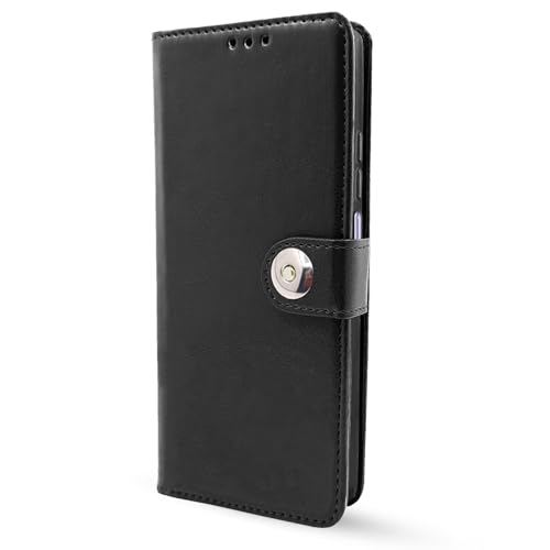 Image of Pikkme Flip Cover Leather Finish | Inside TPU with Card Pockets | Wallet Stand and Shock Proof | Complete Protection Button Flip Case for Oppo A3x 5G / A3x 4G / A3 5G (Black)