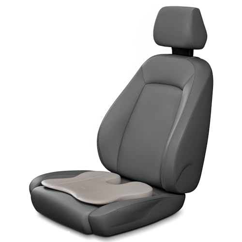 Image of Frido Premium Car Wedge Seat Cushion with Memory Foam Support and Coccyx Cutout, Luxe Leatherette Finish, Tailbone and Hip Pain Relief, Comfortable Support for Long Drives Travel and Daily Use | Ivory