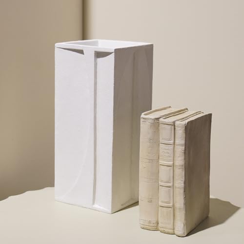 Guichifun Faux Books Living Room Decor - Resin Cute Cream Farmhouse Decor Fake Modern Fashion Decorative Books Set for Office Mantle Shelves Coffee Table Decor 4.2 * 2.7 * 6.2 Inch