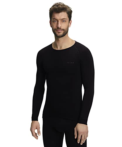 FALKE Herren Baselayer-Shirt Warm Round Neck M L/S SH Funktionsgarn Schnelltrocknend 1 Stück, Schwarz (Black 3000), M