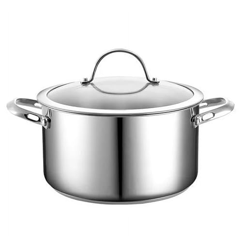 Cooks Standard Dutch Oven Casserole with Glass Lid, 6-Quart Classic Stainless Steel Stockpot, Silver