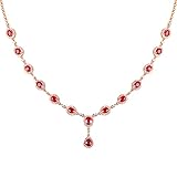 Beydodo Collar de oro rosa 750 para mujer, cadena en Y de oro rosa con cadena de rubí de 4,50 quilates con diamantes de oro rosa