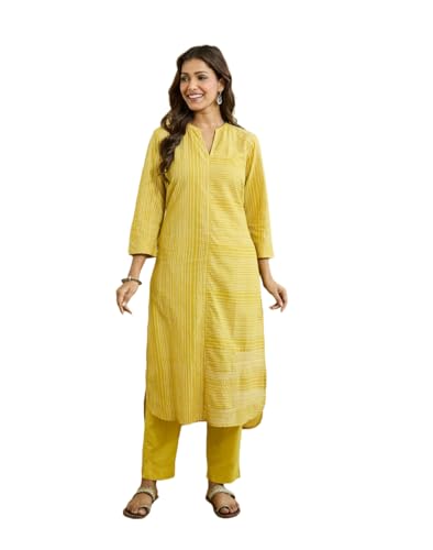 Kurta bleu col mandarin Fabindia L pour vos sorties d'été en terrasse