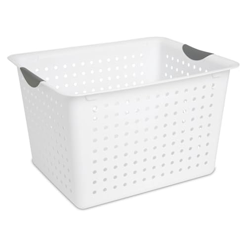 Sterilite 24-Pack Ultra Basket, Open Plastic Bins, Countertop, Cabinet and Closet Organizer, White, Deep