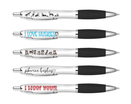 Bolígrafos de perros Huskies siberianos con tinta negra, papelería escolar DV DESIGN #81325