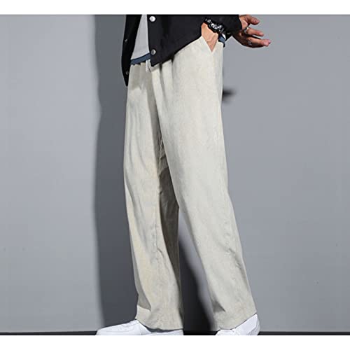 GTHTTT Men's Straight-Fit Corduroy Pant Basic Twill Expandable Waist Sweatpants Wrinkle-Resistant Casual Wide Leg Trousers2